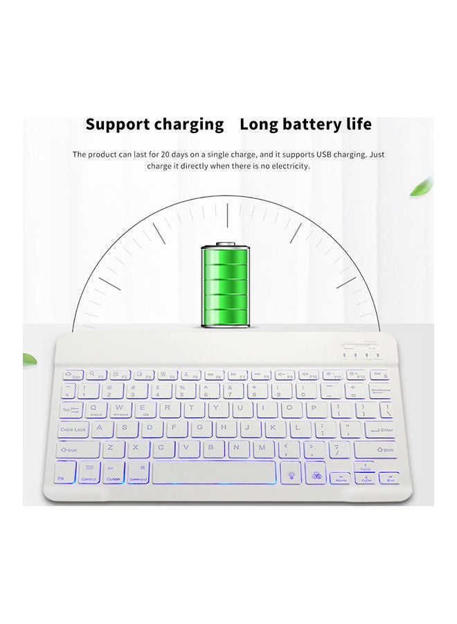 Wireless Bluetooth Keyboard for Mac/IOS, Android and Windows Tablet White - Image 4